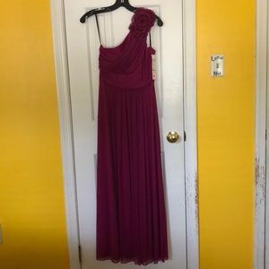 Raspberry Formal/Prom One-Shoulder Dress.